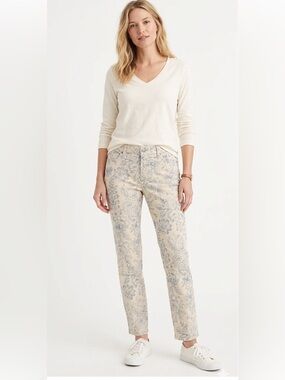 RALPH LAUREN Blue & Creme printed summer modern straight ankle leg jeans Size 10